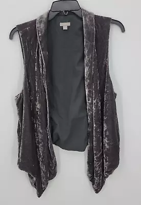 J Jill Vest Womens Large Brown Crushed Velvet Open Front Boho Steampunk • $19.84