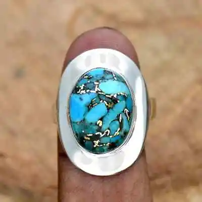 Copper Turquoise 925 Sterling Silver Band &Statement Ring Handmade Ring All Size • $13.29