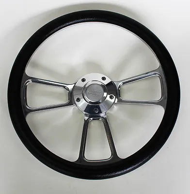 El Camino Nova Chevelle Steering Wheel Kit Black And Billet 14  Chevy Bowtie Cap • $201.57