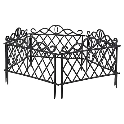 1/2/3 X 5pc Black Decorative Garden Border Lattice Trellis Fence Outdoor Panels • £9.99