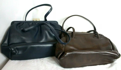 £12.99 • Buy Two Vintage 60's Hand Bags, Vinyl, Blue Brown, MacLaren, Alligator, Labelled.