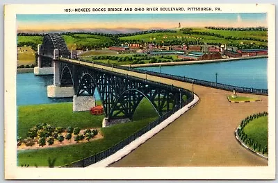 McKees Rocks Bridge And Ohio River Blvd Pittsburgh PA  Vintage Postcard UNP • $5.36