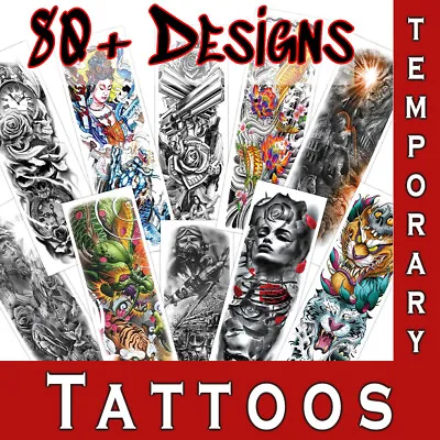 £3.79 • Buy Full Sleeve Temporary Tattoo Large Arm Transfer Fake Body Sticker Women Men