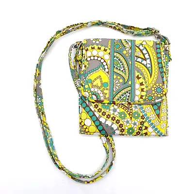 Vera Bradley Tiny Traveler Lemon Parfait Crossbody Wallet Bag Paisley Classic  • $16.99