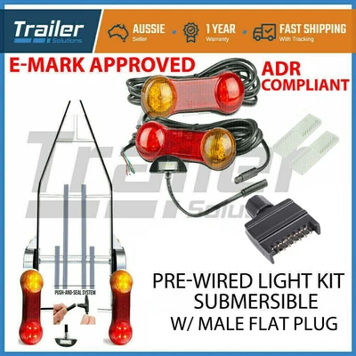 $51.63 • Buy 2x 8 LED Submersible Single Axle Trailer Light Kit ,Plug & Play, Water Proof 12V