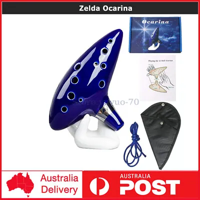 Legend Of Zelda Ocarina Of Time 12 Hole Ocarina Alto C W/Song Book Display Stand • $26.59