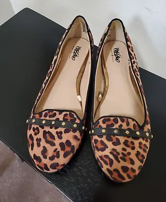 Mossimo Supply Co Shoes Womens Leopard Flats Brown Fabric Casual Stud Size 8 • $14.99