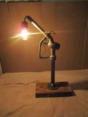 Vintage Machine Age Petrol Gas Station Pump Handle Nozzle Steampunk Desk Lamp • $239.99