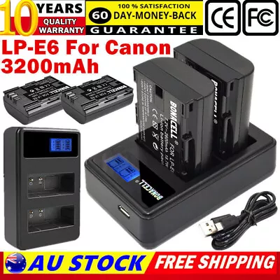 2x 3200mAh LP-E6 Battery & USB Charger For Canon EOS 5D Mark III 6D 60D 70D 80D • $40.69