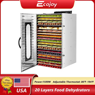 $399.99 • Buy 20 Layer Trays Commercial Food Dehydrators 1500W Stainless Steel Drying Machine