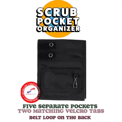 New! Nurse Nylon 5 Scrub Uniform Pocket Organizer Pal & Belt Loop - Color Black • $6.99