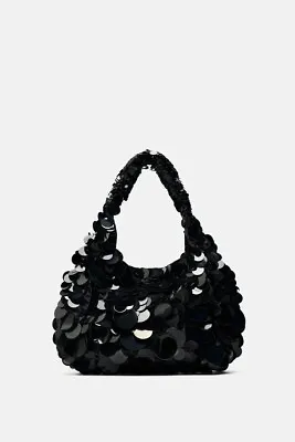 Zara New Woman Beaded Bucket Bag Black All Sizes Ref: 6456/210 • $69