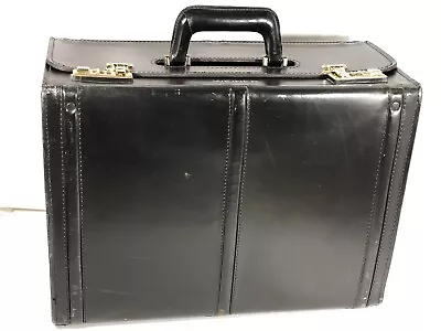 Black Leather Lawyer Physician Catalog Pilot Flight Salesman BreifCase ComboLock • $334