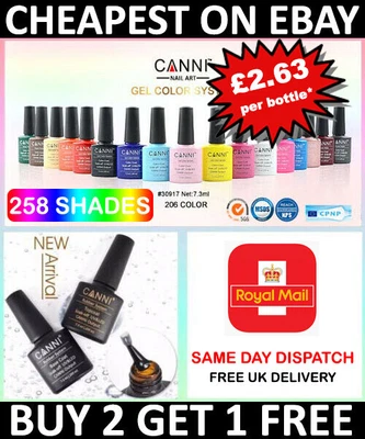 £3.95 • Buy Nail Gel Nail Polish CANNI Soak Off UV LED Colour Base Top Coat Nail Varnish 
