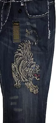 Nwt Ed Hardy Rhinestone Tiger Denim Jeans Women's Plus Sz 22 • $149.99