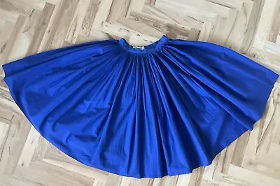 Vintage 50s Cobalt Blue Cotton Circle Skirt By Sportaville London Sz UK XS 6/8 • £35