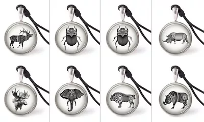 Wild Animals Tatoo Art Necklace Pendants Pewter Silver Jewelry JNP • $9.99