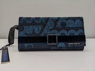 Miss Sixty Wristlet Navy Blue Purse Bag Case Clutch Crystal  • £29