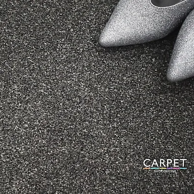 BARGAIN BUDGET Silver Grey Heather Felt Back Twist Pile Carpet 4m & 5m Wide • £1.99
