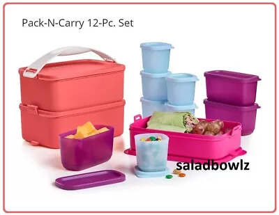 TUPPERWARE New CLICK TO GO 12-PC LUNCH SET Stacking Nesting PACK N CARRY FREEsHP • $35