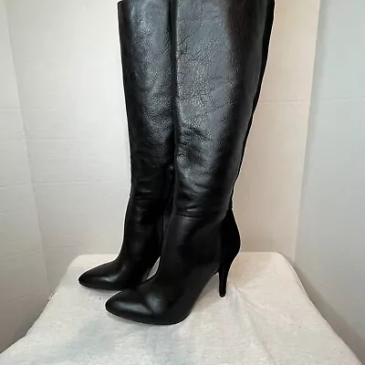 $38.95 • Buy Jessica Simpson Women's Naveens Black Leather Knee-High Heel Boot SZ 6.5 B /36.5