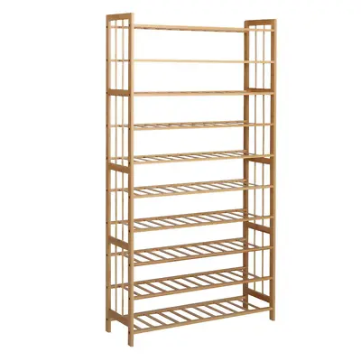 $72.81 • Buy Artiss 10-Tier Bamboo Shoe Rack Wooden Shelf Stand Storage Organizer