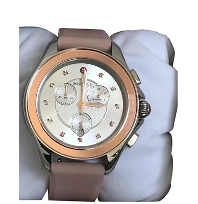 (FLASH SALE) New Michele 18K Rose Gold Topaz Cape Watch MWW27E000005 RETAIL $500 • $225