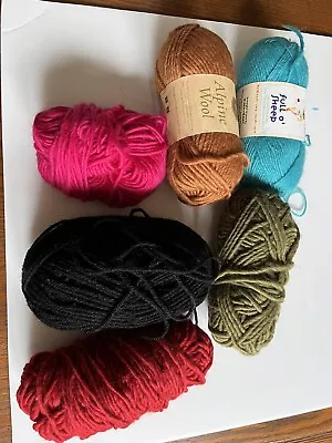 Mixed Lot Wool Yarn Pink Blue Black New And Partially Used • $9.99