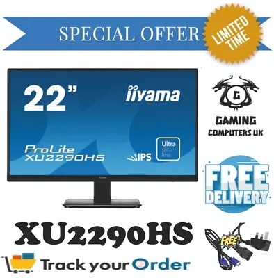 IIYAMA ProLite Monitor XU2290HS-B1 22  IPS LED 1920 X 1080 Black FREE DELIVERY! • £44.99