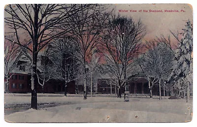 Meadville PA 1901 Postcard Winter Snow View Of The Diamond Square Crawford UDB • $12.99