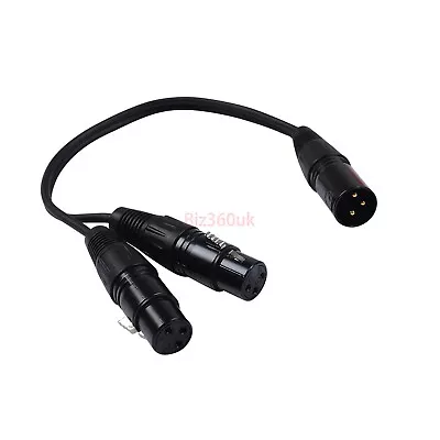 3-Pin XLR Female Jack To Dual 2 Male Plug Audio Adapter Y Spiter Splitter Cable • £6.35