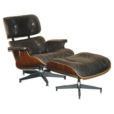 RESTORED 1960'S HERMAN MILLER No1 ROSEWOOD EAMES LOUNGE ARMCHAIR AND OTTOMAN • £15000