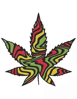 RASTA SWIRLED POT LEAF Embroidery Machine Design Pattern PES JEF HUS DST EXP • $3.95