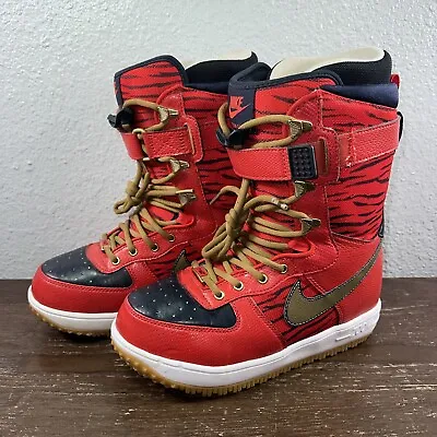 NIKE Zoom Force One ZF-1 Snowboard Boots Mens 7 Tiger Rabbit Red Vintage ‘09 • $314.96