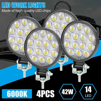 4x 4.4Inch Round LED Offroad Lights Driving Bumper Fog Lights Tractor ATV Truck • $19.79