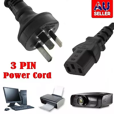 Power Cord Lead Cable 3 PIN AU Plug To IEC-C13 250V Computer TV Monitor Printer • $14.49