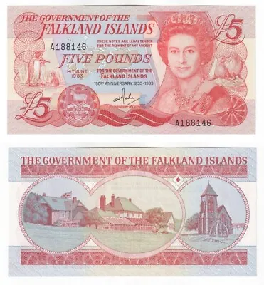 FALKLAND ISLANDS £5 Banknote (1983) P.12a - UNC • £40