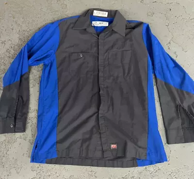 Men's Red Kap Gray /Blue Mechanic  Shop Work Shirt Long Sleeve L-RG • $18.99