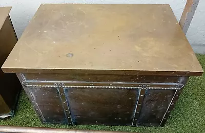 Edwardian Brass Covered Coal/Log Storage Box • £25