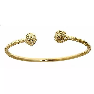 14K Yellow Gold BABY West Indian Bangle W. Textured Ball Ends • $1040.60