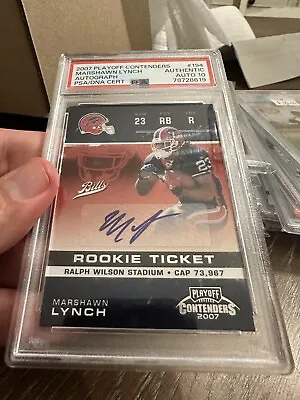 2007 Playoff Contenders MARSHAWN LYNCH Auto ROOKIE TICKET RC PSA/DNA 10 Pop 1 • $199.99