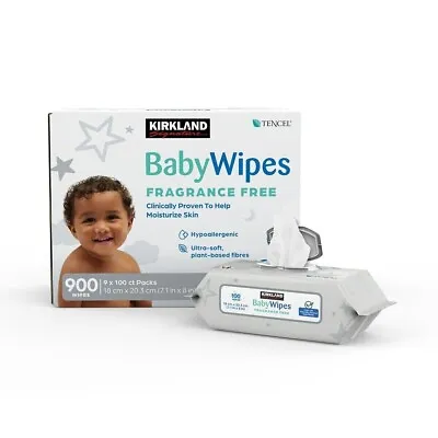 Kirkland Signature Baby Wipes Ultra Soft Flip-Top Lid Dispenser 9 X 100 Pack • £27.99