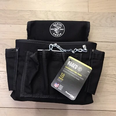 $40.76 • Buy Klein Tools Electricians Tool Pouch 18 Pockets Tunnel Belt Loop Chain USA 5719