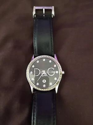 D&g Dolce Gabbana Time Unisex Watch Diamante Logo Black Leather  • £27.99