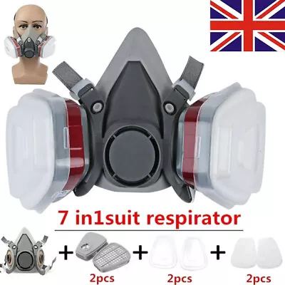 Respirator 6200 Half Face Gas Mask Chemical Spray Painting Vapour Safety Filter • £8.49