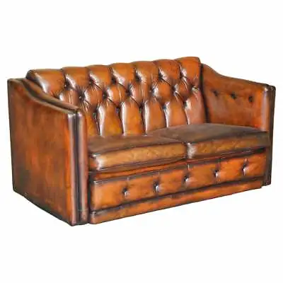 £6000 • Buy Circa 1920 Art Deco Fully Restored Chesterfield Brown Leather Sofa Part Suite