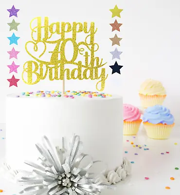 Glitter Happy Birthday Cake Topper Decoration 18th 30th 40th 60th 70th 80th 90th • £3.09