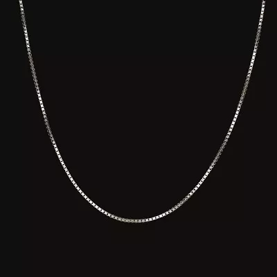 SOLID 14k WHITE GOLD BOX CHAIN NECKLACE 21 INCH DAINTY 0.7mm THIN CLASSIC SLINKY • $239