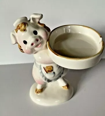 Mann Porcelain Pig Ashtray Figurine Carrying Platter Made In Japan Vintage  • $29.99