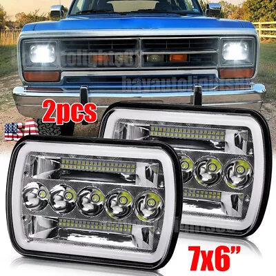 2pcs Fit Dodge D150 D250 D350 Ram 50 5x7 7x6  LED Headlights Hi/Lo Beam Halo DRL • $48.66